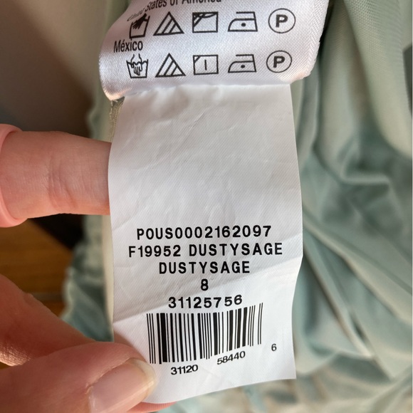 David's Bridal Crisscross High Neck Mesh Bridesmaid Dress Dusty Sage 8 - Picture 7 of 9